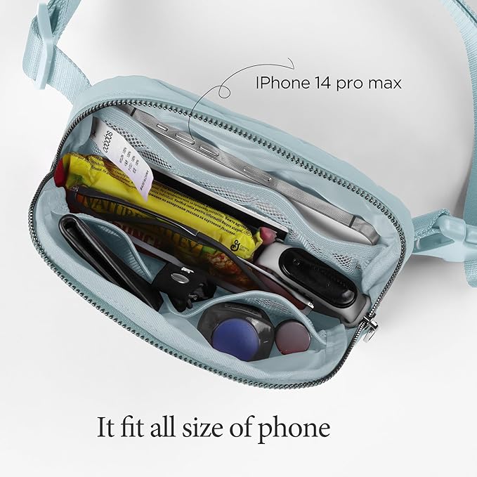 ODODOS Unisex Mini Belt Bag with Adjustable Strap Small Fanny Pack for Workout Running Traveling Hiking, Stone Blue-StrideForce Fitness