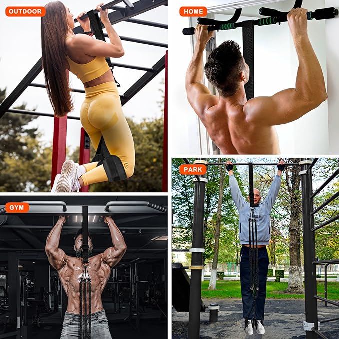 Pull Up Assistance Bands, Heavy Duty Resistance Band for Pull Up Bar, Adjustable Weight/Size with Fabric Feet/Knee Rest, Bands for Pull Up Assist for Strength Training, Pull Up Assist Band