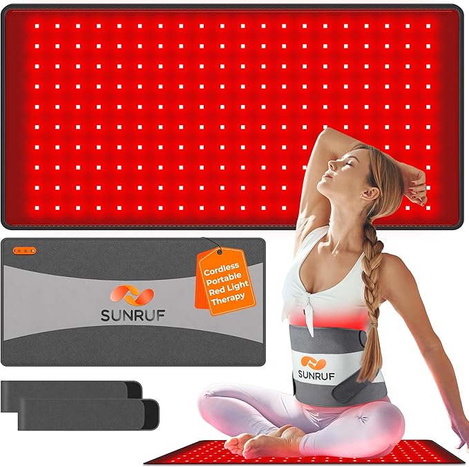 Red Light Therapy for Body, 25.2"x13" Large Light Therapy Pad with Timer, 660&850nm Infrared Light Therapy for Back Waist Shoulder Knee Joint, 10000mAh Cordless Using Home Outdoor, Gift for Women Men-StrideForce Fitness