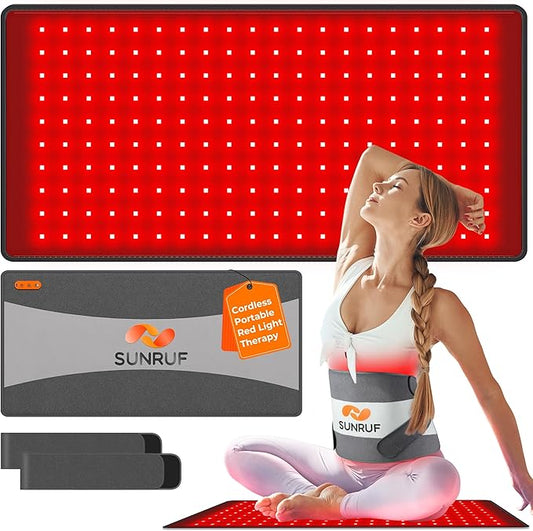 Red Light Therapy for Body, 25.2"x13" Large Light Therapy Pad with Timer, 660&850nm Infrared Light Therapy for Back Waist Shoulder Knee Joint, 10000mAh Cordless Using Home Outdoor, Gift for Women Men-StrideForce Fitness