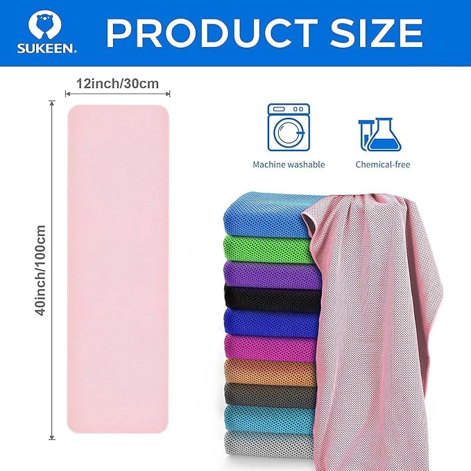 Sukeen Cooling Towel (40"x12"), Ice Towel Sets,Soft Breathable Chilly Towel,Microfiber Towel for Yoga,Sport,Running,Gym,Workout,Camping,Fitness,Workout & More Activities, 6 Pack-StrideForce Fitness