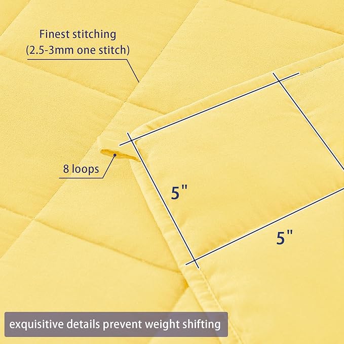 yescool Weighted Blanket for Adults (15 lbs, 60" x 80", Yellow) Cooling Heavy Blanket for Sleeping Perfect for 140-160 lbs, Queen Size Breathable Blanket with Premium Glass Bead, Machine Washable-StrideForce Fitness