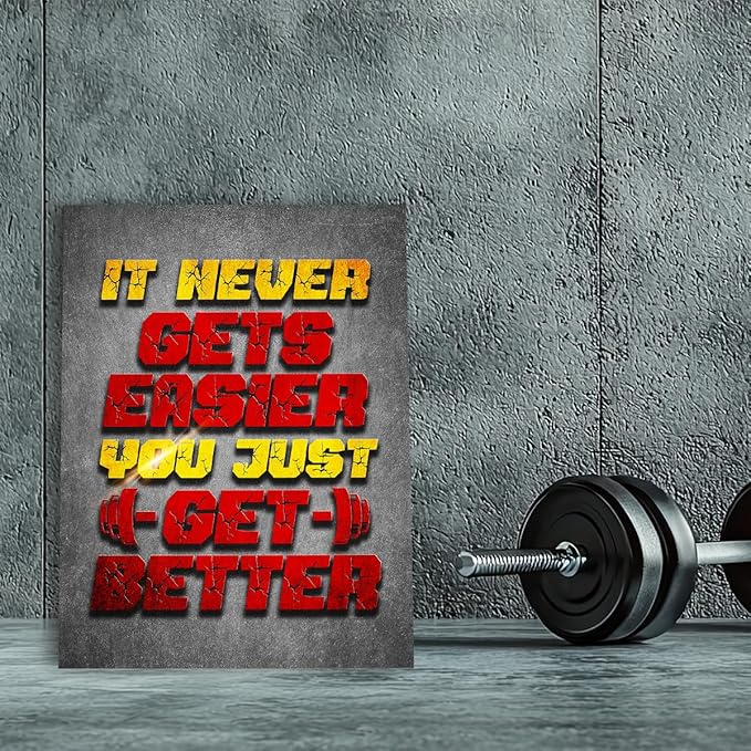 Gym Quotes Wall Art,Inspirational Workout Wall Decor,It Never Gets Easier You Just Get Better Canvas Wall Art for Home Gym Exercise Fitness Room-StrideForce Fitness