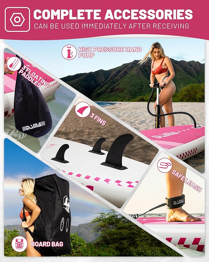 DAMA 11'*34"*6" Inflatable Paddle Board, Paddle Boards for Adults,Sup,Lightweight and Durable, Easy to Inflate, Versatile in Style, Fully Functional, Equipped w/High Grade Accessories.-StrideForce Fitness