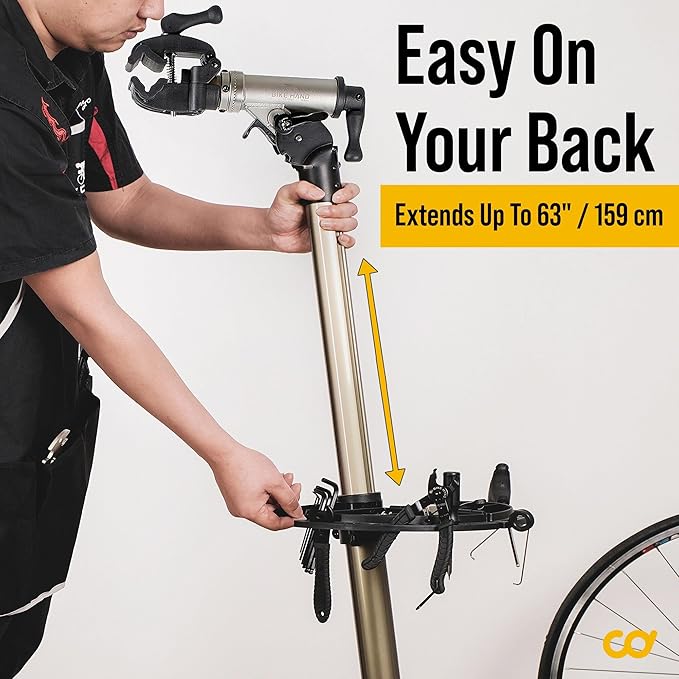 BikeHand Bike Repair Stand | Lightweight & 360 Adjustable Home Bicycle Mechanics Workstand w/Magnetic Tool Plate | Quick Release Portable Bike Maintenance Stand for Mountain & Road Bike-StrideForce Fitness