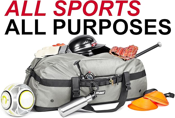 Fitdom 132L 36" Heavy Duty Extra Large Sports Gym Equipment Travel Duffel Bag W/Adjustable Shoulder & Compression Straps. Perfect for Soccer Baseball Basketball Hockey Football Team Coaches & More-StrideForce Fitness