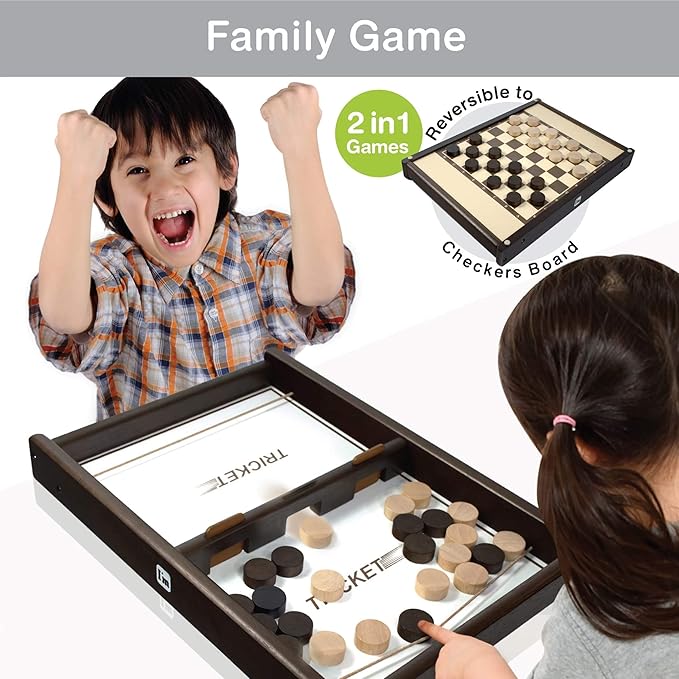 Tricket VS Checkers : Wooden Multi Tabletop Indoor Portable Board Games for Kids and Family-StrideForce Fitness