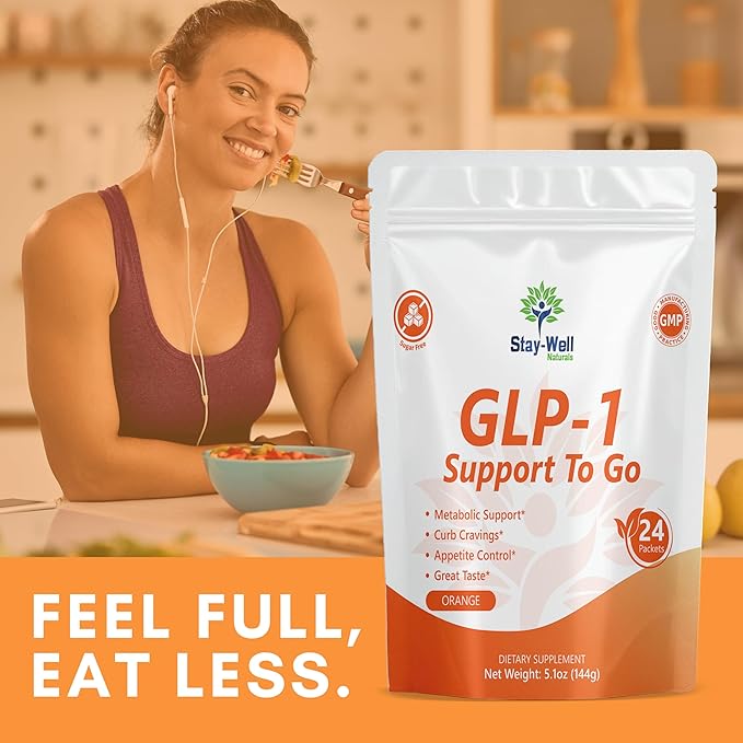 GLP-1 Supplement | Natural GLP-1 Production | GLP 1 Booster Drink Mix to Control Appetite and Cravings | Great Tasting Metabolic Support - Yerba Mate, Garcinia Cambogia, Berberine [Orange]-StrideForce Fitness
