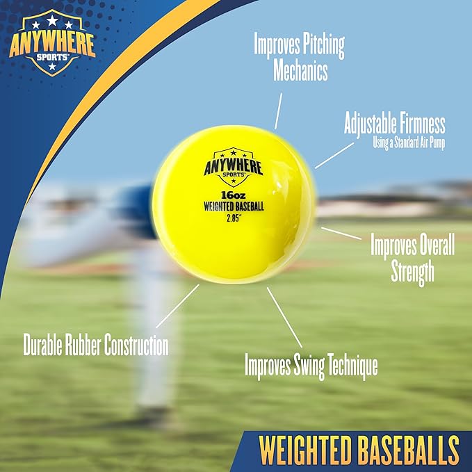 Weighted 16 oz Training Baseballs - Hitting & Pitching for All Skill Levels - Improve Power and Mechanics with Weighted Baseball Training Balls, 2.85” Diameter-StrideForce Fitness