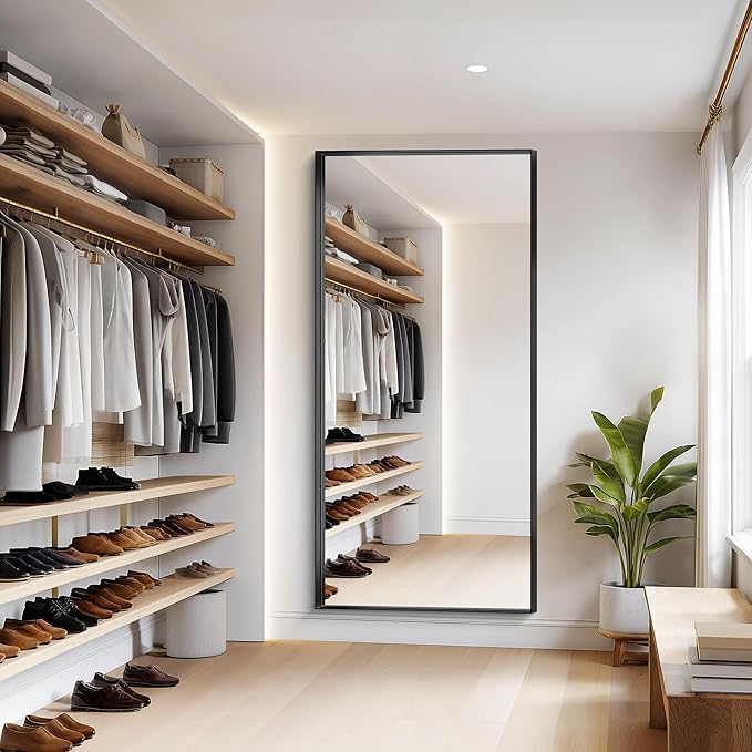 Black Bathroom Mirror, 72x36 Inch Rectangular Deep Frame Mirror, Large Wall Mounted Bathroom Vanity Mirror Over Sink for Bedroom,Restroom, Living Room, Hangs Vertically or Horizontally-StrideForce Fitness