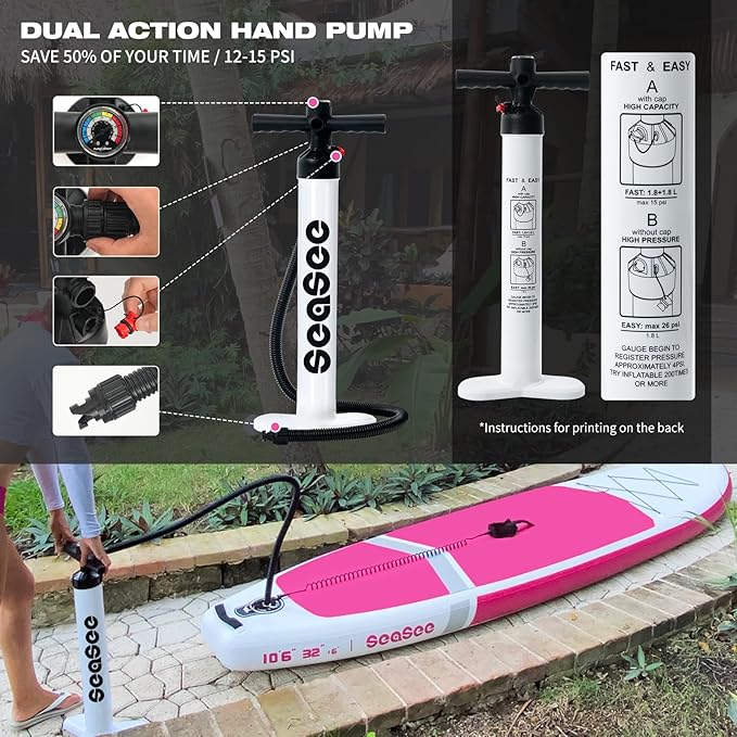 Inflatable Stand Up Paddle Board with Sup Board Accessories, Durable, Lightweight,Wide Stable Design,Wide Non-Slip Deck, Non-Slip Comfort Deck Pink Paddle Board for Women & Girls-StrideForce Fitness