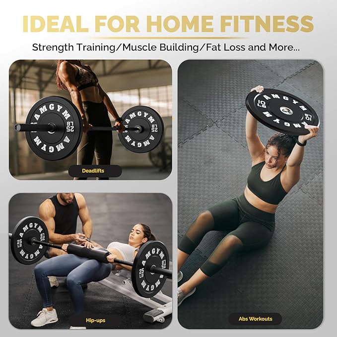 2 Inch Bumper Plates，10-500lbs，Barbell Rubber Olympic Weight Plates Set for Home Gym, Strength Training & Weight Lifting, Multiple Options Colors-StrideForce Fitness