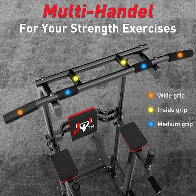 ZENOVA Pull Up Bar Dip Station Multi-Function Strength Training Equipment for Men Women Muscle Building 330/500 LBS Weight Capacity-StrideForce Fitness