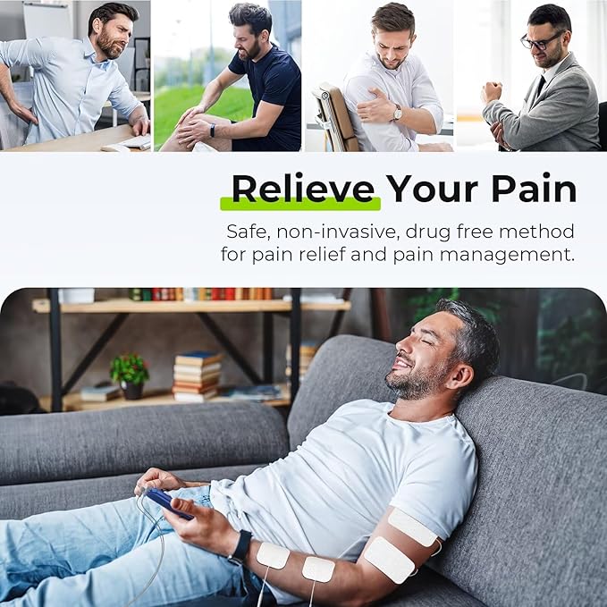 AUVON 3-in-1 TENS Unit Muscle Stimulator, EMS Massage Machine with 40 Intensities for Gradual Shoulder, Sciatica, Back Pain Relief, 24 Modes Rechargeable Electronic Pulse Massager with 12 TENS Pads-StrideForce Fitness