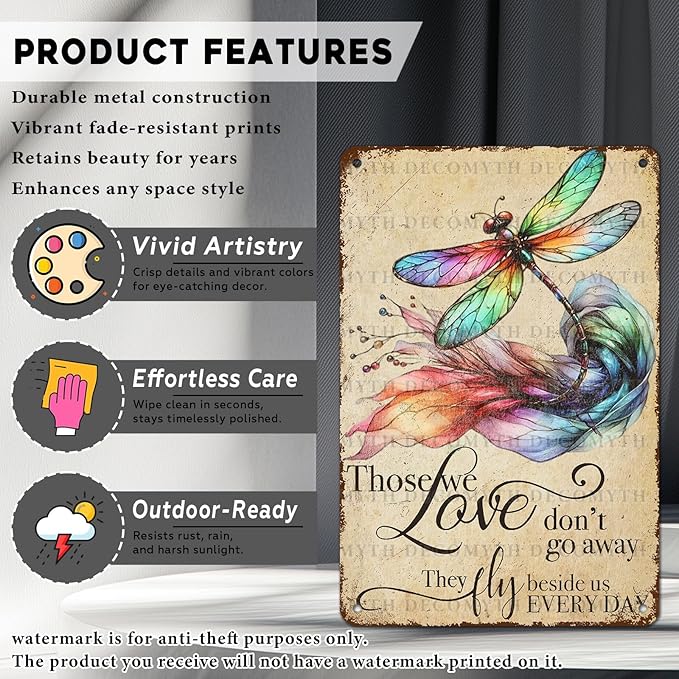 Vintage Tin Sign Those We Love Don't Go Away They Fly Belive Us Every Day Tin Sign for Home Farm Outdoor Bathroom Restaurant Cafes Bars Club Kitchen Garage Art Wall Decor 12 * 8inch-StrideForce Fitness