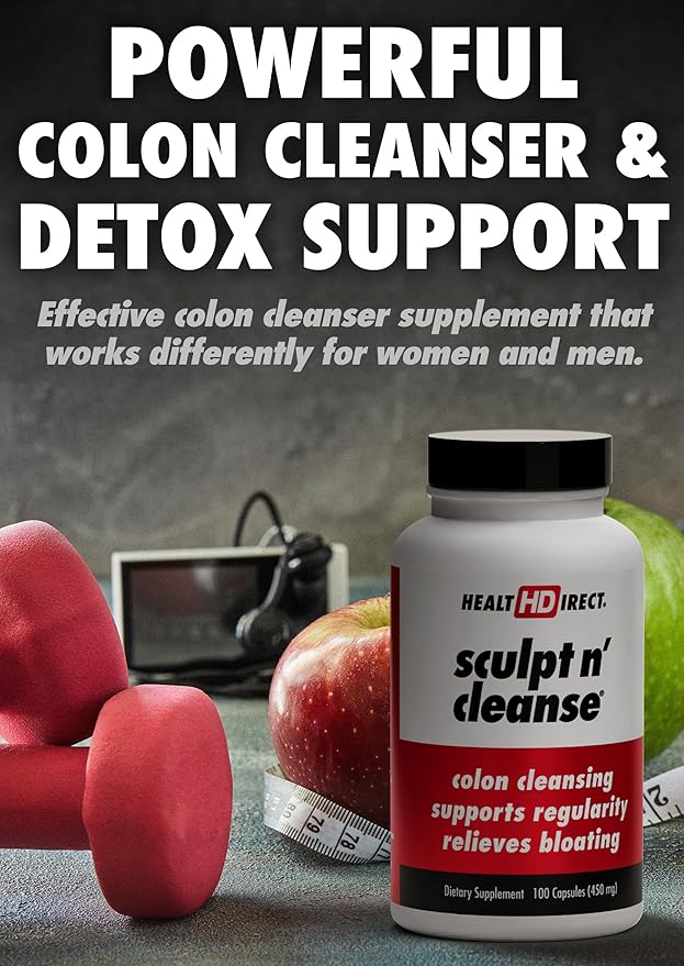 HEALTH DIRECT Sculpt n' Cleanse - Herbal Colon Cleanse for Digestive Health & Regularity - Natural Detox & Gut Flush Supplement - 100 Veggie Capsules-StrideForce Fitness