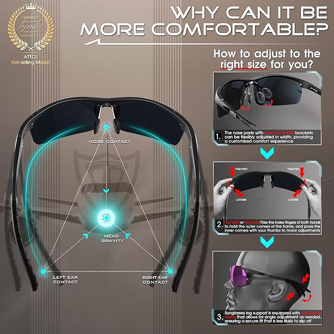 ATTCL Men's Sports Polarized Sunglasses Men for Driving running Fishing Golf - UV Protection Sun glasses Metal Frame-StrideForce Fitness