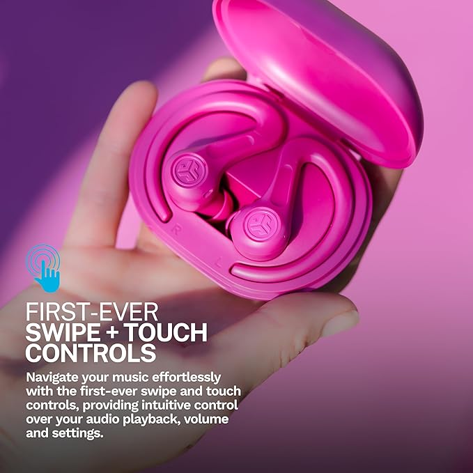 JLab JBuds Sport ANC 4 True Wireless Bluetooth Earbuds + Charging Case, Pink, Swipe + Touch Controls, Hybrid Active Noise Cancelation, Multipoint Connect, Customized Settings App-StrideForce Fitness