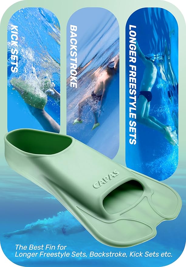 CAPAS Swim Training Fins Comfortable Silicone Lap Swimming Short Blade Floating Flippers with Mesh Bag for Adult Men Women Build Leg Strength-StrideForce Fitness