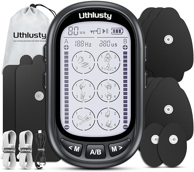 TENS Unit Muscle Stimulator for Pain Relief Therapy – 24 Modes TENS Machine & EMS Massager, Period Simulator Machine for Men & Women, Portable Muscle Stimulator for Back, Shoulder, and Neck Pain-StrideForce Fitness