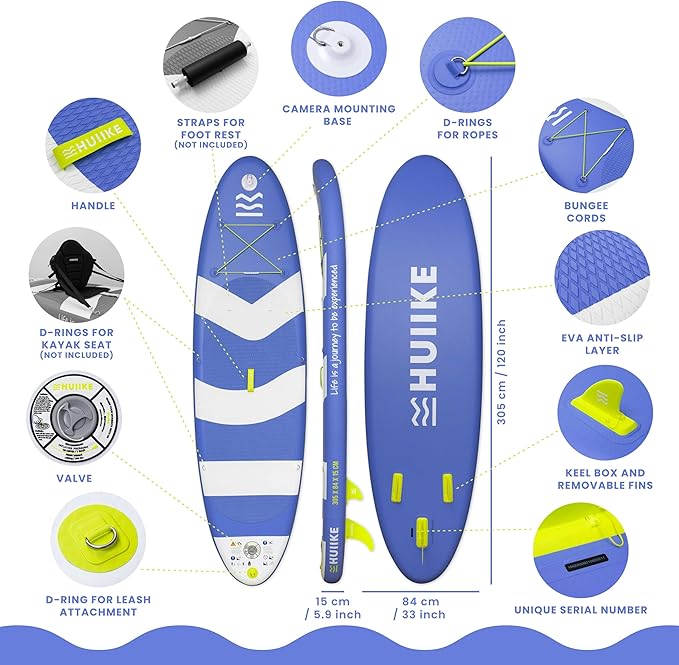 Inflatable Paddle Board for Adults with Accessories Included, Oar, Fins, Pump. Stand Up Paddleboard Great Stability and Resistance. 10’ x 33" x 5.9", Maximum Load 286 lb-StrideForce Fitness