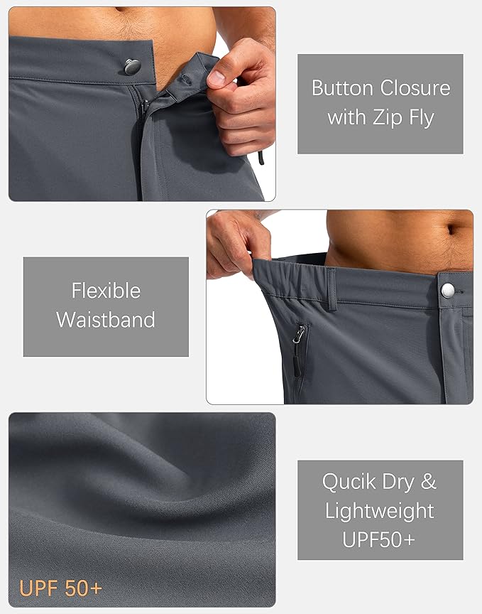 Pudolla Men's Hiking Cargo Shorts 9" Lightweight Outdoor Work Shorts for Men Travel Golf Camping Casual with 5 Zipper Pockets-StrideForce Fitness