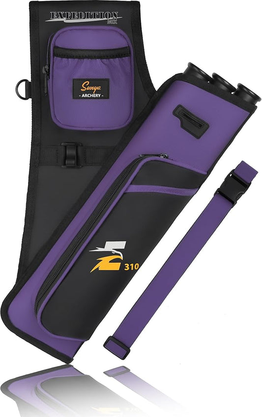 SUNYA Archery Hip Quiver for Arrows. Includes 3 Tubes Arrow Holder, Accessories Pockets and Waist Belt. Fit for Compound and Recurve Bow Practice.-StrideForce Fitness