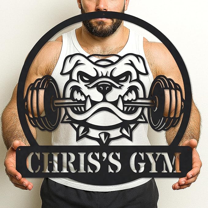 Custom Metal Gym Sign for Workout Room, Motivational Home Fitness Powerlifting Garage Center Decor, Personalized Wall Art Gift for Women, Men, Dad, Papa, Grandpa, Mother, Sister, Girls, Modern Design-StrideForce Fitness