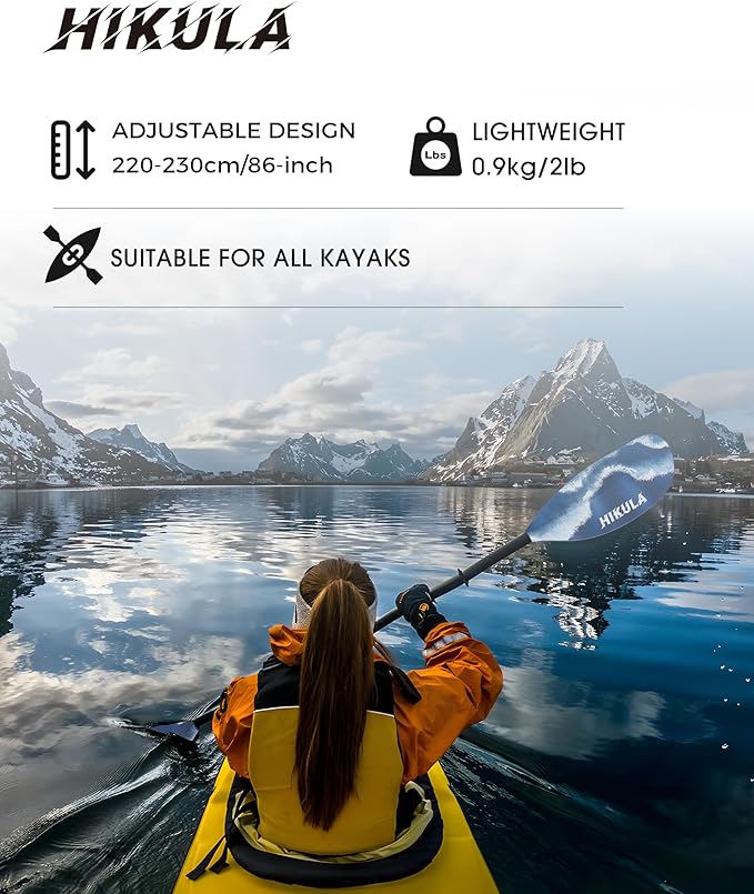 Kayak Paddle Aluminum Shaft Paddle with Nylon Blades, Floating Adjustable Kayaking Oars, 3 Piece, 220-240cm/86-94 Inches,Black/Rose/Teal/Black/Orange/Grey-StrideForce Fitness