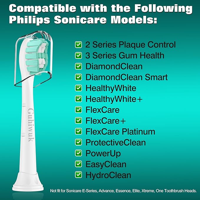 Toothbrush Heads for Philips Sonicare Replacement Heads, C2 Brush Head Compatible with Phillips Sonicare Click-on 4100 5100 6100 Electric Toothbrush, 10 Pack