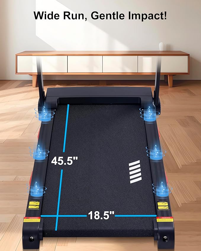 Auto Incline Treadmill, 20% Incline, 3.0HP, 10 MPH Running Machine, 18.5" Wide Belt, 350 lbs Capacity, Treadmill for Home with Bluetooth App-StrideForce Fitness