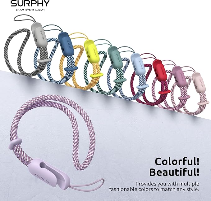 SURPHY 2 Pack Phone Lanyard for Cellphone Case, Phone Wrist Strap for Case, Cellphone Strap with 2-Color Braided, Charm Wrist Lanyard for Women and Men, Lilac & Gray