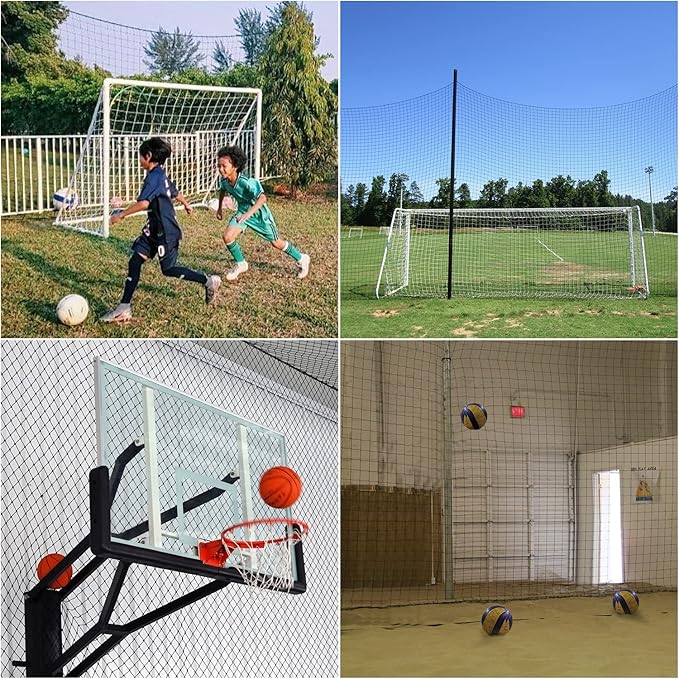 Soccer Backstop Net, High Impact Barrier Net, Nylon Practice Sports Netting 10x20ft/10x30ft/10x40ft (Installation Rope Included)-StrideForce Fitness