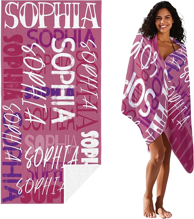 JML Personalized Beach Towel with Name, Custom Beach Towel with Name, Customized Microfiber Pool Towel, Quick Dry & Absorbent Swim Towel for Adult,Anniversary, Birthday, Summer Holiday,Vacation-StrideForce Fitness