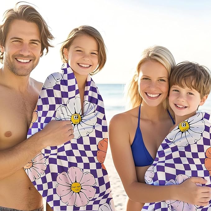 JML Personalized Beach Towel with Name, Custom Flower Beach Towel, Customized Microfiber Pool Towel, Quick Dry & Absorbent Swim Towel for Adult,Anniversary, Birthday, Summer Holiday,Vacation-StrideForce Fitness