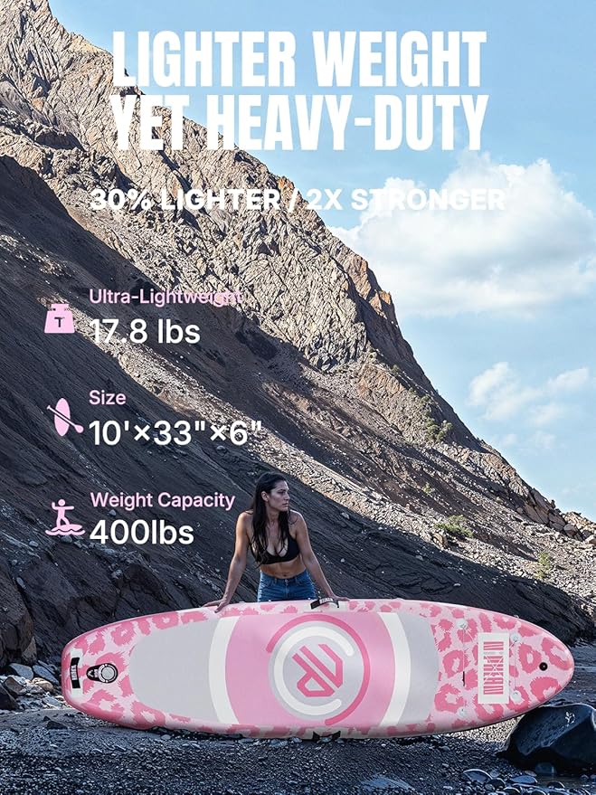 Niphean（Ultra-Light）Inflatable Paddle Board with (Beginner Friendly) StabilTrac Fin and Durable SUP Accessories, 10' Stand Up Paddle Boards for Adults & Youth, Versatile Yoga Paddle Board, Gift Ideas-StrideForce Fitness