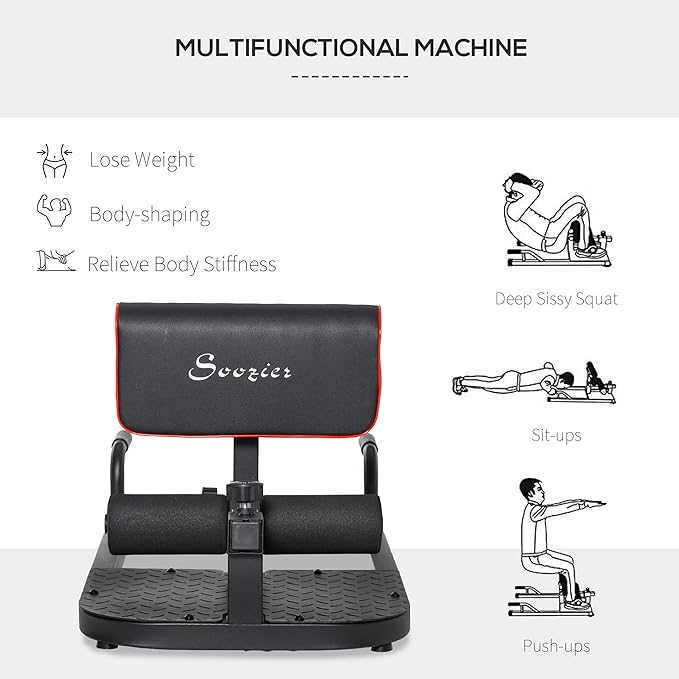 Soozier 3-in-1 Padded Push Up Sit Up Deep Sissy Squat Machine Home Gym Fitness Equipment-StrideForce Fitness