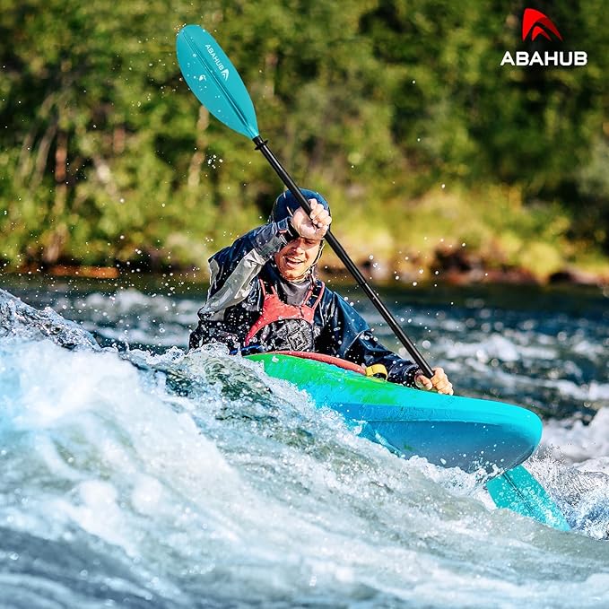 Abahub Kayak Paddle, 90.5 Inches Kayaking Oars for Boating, Canoeing with Free Paddle Leash, Aluminum Alloy Shaft Black/Blue/Green/Orange/Yellow Plastic Blades-StrideForce Fitness