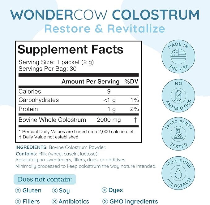 Colostrum Supplement Powder for Gut Health, Immune Support, Muscle Recovery & Wellness | Natural IgG Pure Whole Bovine Colostrum Superfood, Unflavored, 30 Servings-StrideForce Fitness