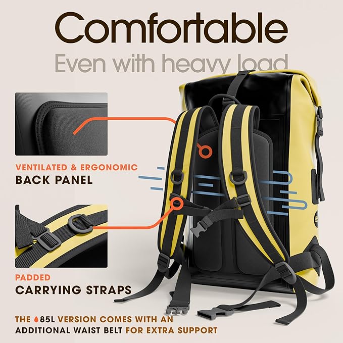 Earth Pak Waterproof Backpack - Heavy Duty Hiking Backpack - Roll-Top Closure Bag - Cushioned Dry Bag Waterproof Phone Case-StrideForce Fitness