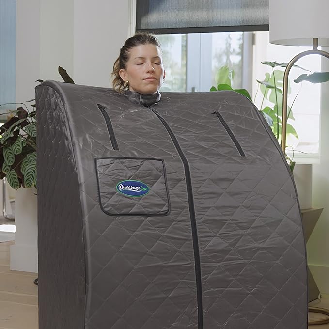 Durasage Lightweight Portable Personal Steam Sauna Spa - 800W Steam Generator, 60-Min Timer, Zippered Access, Single Front Pocket, Foldable Frame & Chair - Indoor Use, at-Home Relaxation Kit-StrideForce Fitness