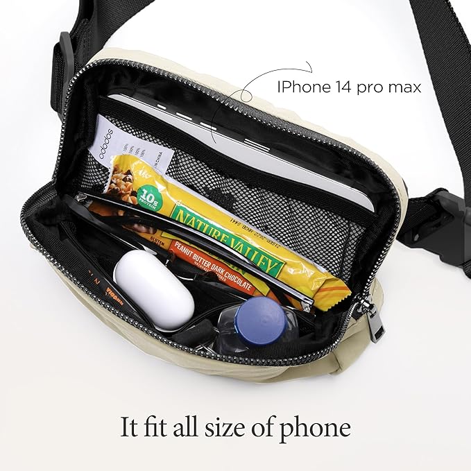 ODODOS Unisex Mini Belt Bag with Adjustable Strap Small Fanny Pack for Workout Running Traveling Hiking, Khaki-StrideForce Fitness