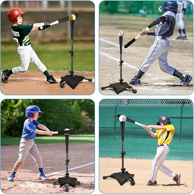Baseball Tee for Kids,Youth Stand Set,Teeball Set,Youth Baseball,Softball Batting Tee Set,Easy Adjustable Height-StrideForce Fitness