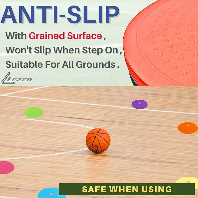 LEZER 9 Inch Flat Cones, Spot Markers, Soccer Cones, Field Court Markers, Sit Spots, Flat Discs, Soccer Training Equipment, Agility Practice, Football, Made in Taiwan-StrideForce Fitness