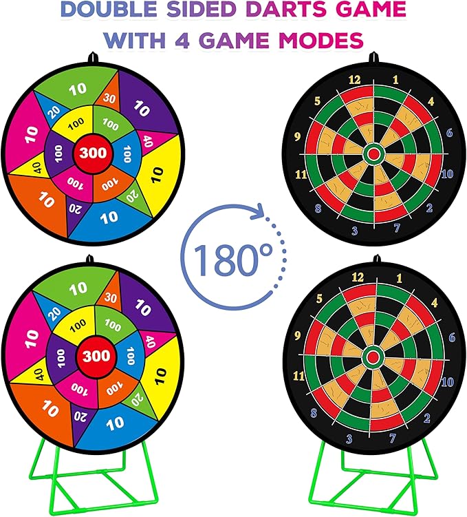 Large Dart Board for Kids, Kids Double-Sided Dart Board with Sticky Balls and Darts, Indoor/Outdoor Sport Fun Party Play Game Toys, Gifts for 3 4 5 6 7 8 9 10 11 12 Year Old Boys Girls-StrideForce Fitness