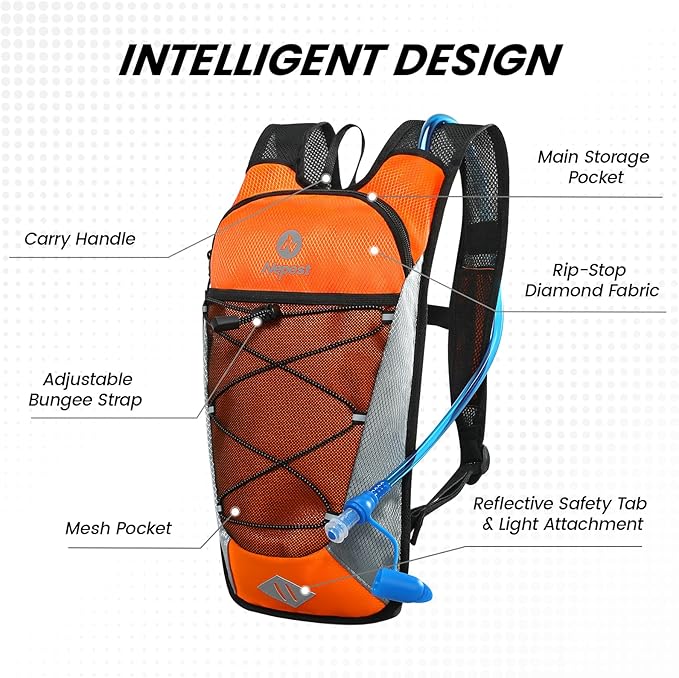 Nepest Hydration Backpack with 2L Water Bladder for Cycling, Water Backpack for Hiking Running, Lightweight Hydration Pack, Grey-StrideForce Fitness