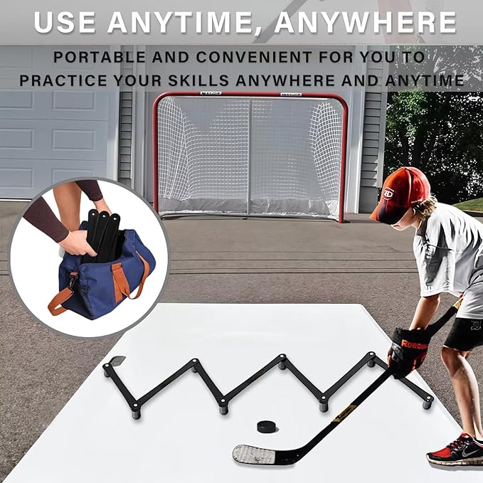 Lightweight Hockey Stick Handling Training Equipment for Enhanced Handling, for Puck Control - Solid, Portable, Durable and Multi-Angle Adjustable, Black-StrideForce Fitness