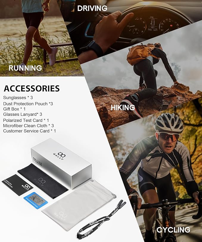 Polarized-Sunglasses-Men Sports Mens-Sunglasses: Sun-Glasses with UV400 Protection for Driving Golf Fishing Running-StrideForce Fitness