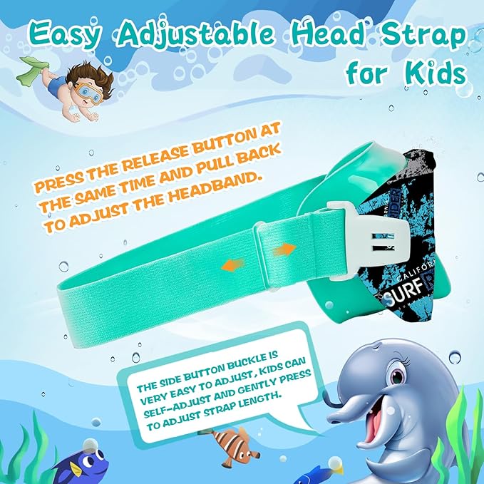 Kids Swim Goggles with Nose Cover, 180° Panoramic Snorkel Mask with Anti-Fog & Anti-Leak Design, Comfort Fabric Strap UV Protection Lens for Boys Girls Ages 3-15-StrideForce Fitness