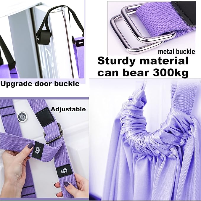 Tchrules Leg Stretcher Strap, Backbend Training Belt with Door Anchor, Flexibility Trainer Stretching Equipment Assist Stretch Strap for Fitness Gymnastics Dance Aerial Yoga Ballet-StrideForce Fitness